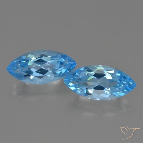 7.76ctw Natural Azul Suizo Topacio, Marquesa, VVS-VS