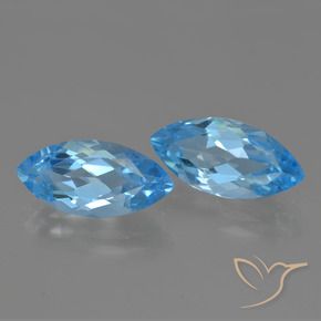 Gemas de Topacio Azul Suizo natural de 7.76 ct, Marquesa, VVS-VS