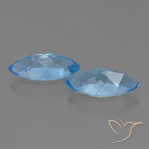 Gemas de Topacio Azul Suizo natural de 7.76 ct, Marquesa, VVS-VS