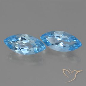 Gemas de Topacio Azul Suizo natural de 6.63 ct, Marquesa, VVS-VS