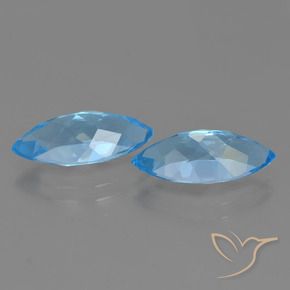 Gemas de Topacio Azul Suizo natural de 6.63 ct, Marquesa, VVS-VS