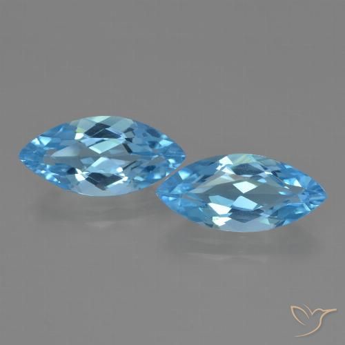 7.05ctw Natural Azul Suizo Topacio, Marquesa, VVS-VS