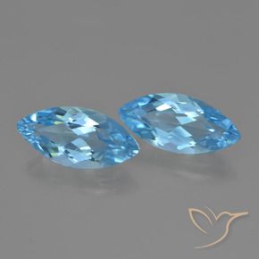 Gemas de Topacio Azul Suizo natural de 7.05 ct, Marquesa, VVS-VS