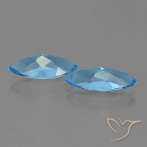 Gemas de Topacio Azul Suizo natural de 7.05 ct, Marquesa, VVS-VS