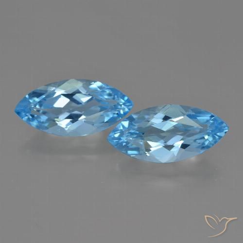 7.06ctw Natural Azul Suizo Topacio, Marquesa, VS