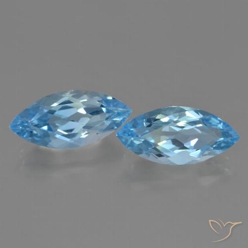 7.39ctw Natural Azul Suizo Topacio, Marquesa, VVS-VS