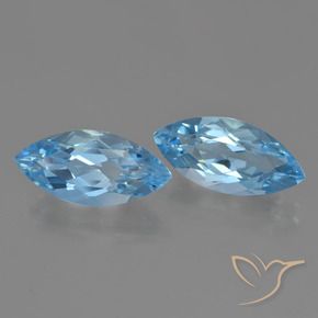 Gemas de Topacio Azul Suizo natural de 7.39 ct, Marquesa, VVS-VS