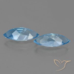 Gemas de Topacio Azul Suizo natural de 7.39 ct, Marquesa, VVS-VS