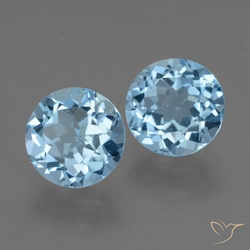 Gemas de Topacio Azul Cielo natural de 4.57 ct, Redondo, VS