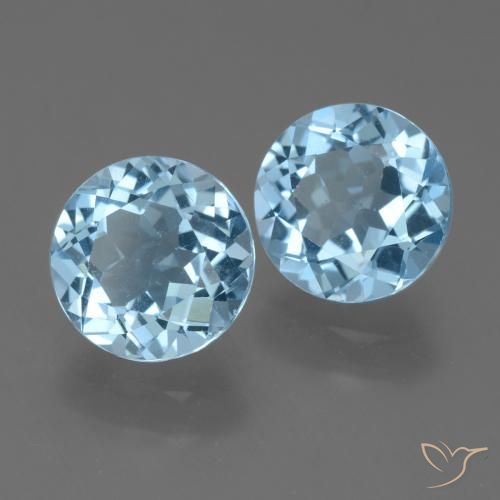Gemas de Topacio Azul Suizo natural de 4.81 ct, Redondo, VVS-VS