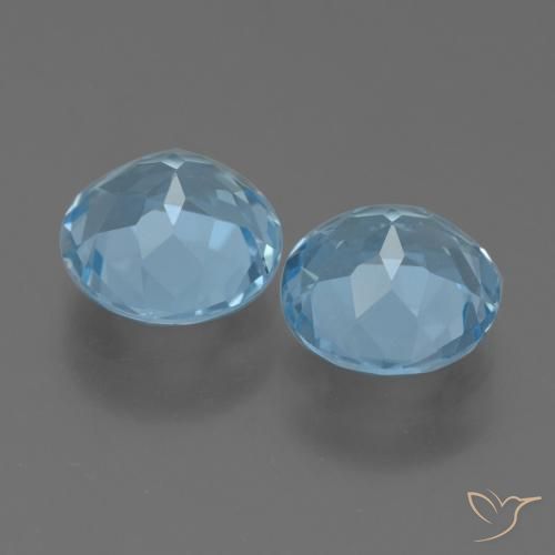 Gemas de Topacio Azul Suizo natural de 4.81 ct, Redondo, VVS-VS