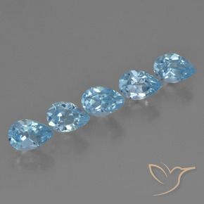 Gemas de Topacio Azul Cielo natural de 3.16 ct, En forma de pera, VS