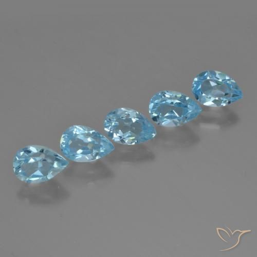 Gemas de Topacio Azul Suizo natural de 2.89 ct, En forma de pera, VS