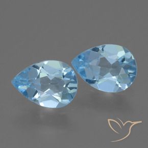 Gemas de Topacio Azul Cielo natural de 1.53 ct, En forma de pera, VVS-VS