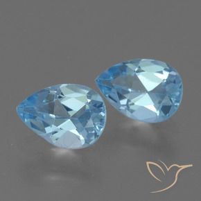 Gemas de Topacio Azul Suizo natural de 1.62 ct, En forma de pera, VVS-VS
