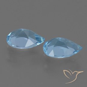 Gemas de Topacio Azul Suizo natural de 1.62 ct, En forma de pera, VVS-VS