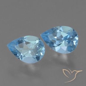 Gemas de Topacio Azul Suizo natural de 1.67 ct, En forma de pera, VS