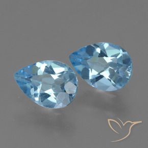 Gemas de Topacio Azul Suizo natural de 1.58 ct, En forma de pera, VVS-VS