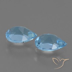 Gemas de Topacio Azul Suizo natural de 1.58 ct, En forma de pera, VVS-VS