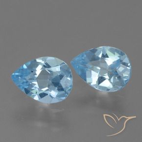 Gemas de Topacio Azul Cielo natural de 1.55 ct, En forma de pera, VVS-VS