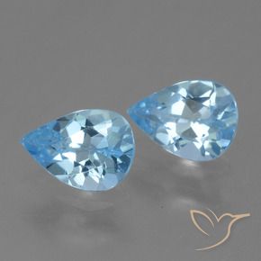 Gemas de Topacio Azul Cielo natural de 1.55 ct, En forma de pera, VVS-VS