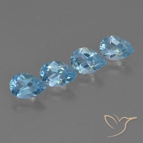 Gemas de Topacio Azul Cielo natural de 2.97 ct, En forma de pera, VVS-VS