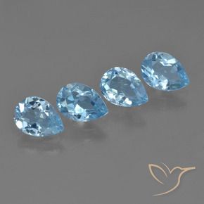 Gemas de Topacio Azul Cielo natural de 3.22 ct, En forma de pera, VVS-VS