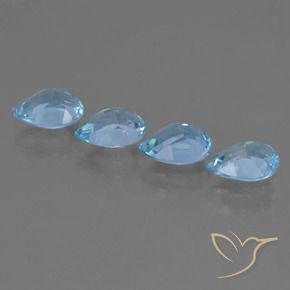 Gemas de Topacio Azul Cielo natural de 3.22 ct, En forma de pera, VVS-VS