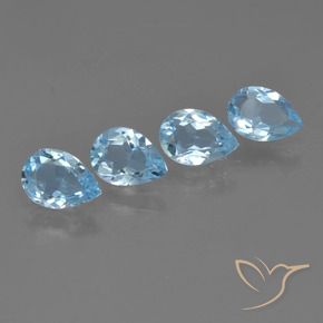 Gemas de Topacio Azul Cielo natural de 2.57 ct, En forma de pera, VVS-VS