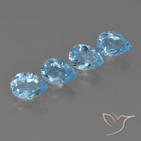 Gemas de Topacio Azul Cielo natural de 3.29 ct, En forma de pera, VVS-VS