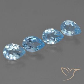 Gemas de Topacio Azul Cielo natural de 3.23 ct, En forma de pera, VVS-VS