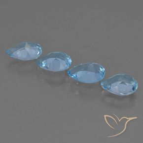 Gemas de Topacio Azul Cielo natural de 3.23 ct, En forma de pera, VVS-VS