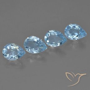Gemas de Topacio Azul Suizo natural de 3.19 ct, En forma de pera, VVS-VS