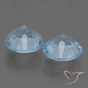 Gemas de Topacio Azul Suizo natural de 4.49 ct, Redondo, VVS-VS
