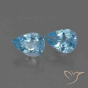 Gemas de Topacio Azul Suizo natural de 1.47 ct, En forma de pera, VVS-VS
