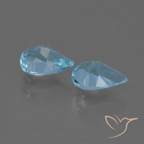 Gemas de Topacio Azul Suizo natural de 1.47 ct, En forma de pera, VVS-VS