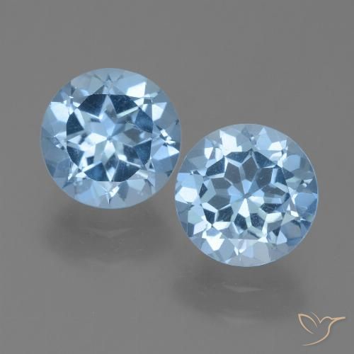 Gemas de topacio azul natural de 4,75 ct, corte redondo, VS