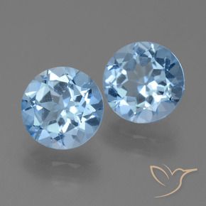 Gemas de topacio azul natural de 4,75 ct, corte redondo, VS