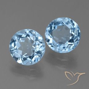 Gemas de Topacio Azul Cielo natural de 4.81 ct, Redondo, VVS-VS