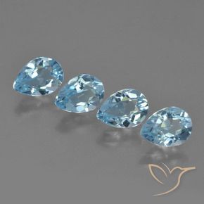 Gemas de Topacio Azul Cielo natural de 3.38 ct, En forma de pera, VVS-VS