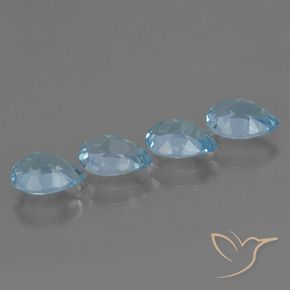 Gemas de Topacio Azul Cielo natural de 3.38 ct, En forma de pera, VVS-VS