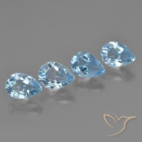 Gemas de Topacio Azul Cielo natural de 3.40 ct, En forma de pera, VS