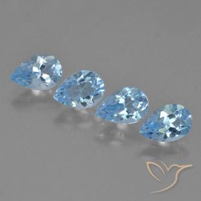 Gemas de Topacio Azul Cielo natural de 3.16 ct, En forma de pera, VVS-VS