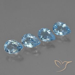 Gemas de Topacio Azul Cielo natural de 3.13 ct, En forma de pera, VVS-VS