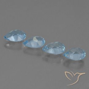 Gemas de Topacio Azul Cielo natural de 3.13 ct, En forma de pera, VVS-VS