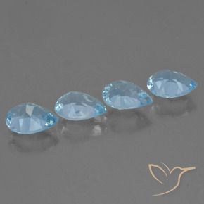 Gemas de Topacio Azul Cielo natural de 3.30 ct, En forma de pera, VVS-VS