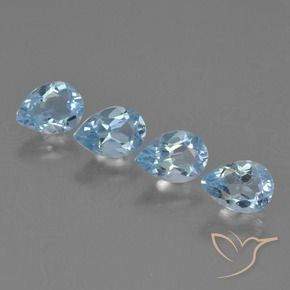 Gemas de Topacio Azul Cielo natural de 2.86 ct, En forma de pera, VS
