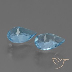 Gemas de Topacio Azul Cielo natural de 1.47 ct, En forma de pera, VVS-VS
