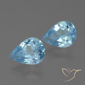Gemas de Topacio Azul Suizo natural de 1.44 ct, En forma de pera, VS