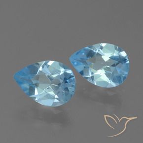 Gemas de Topacio Azul Cielo natural de 1.48 ct, En forma de pera, VVS-VS